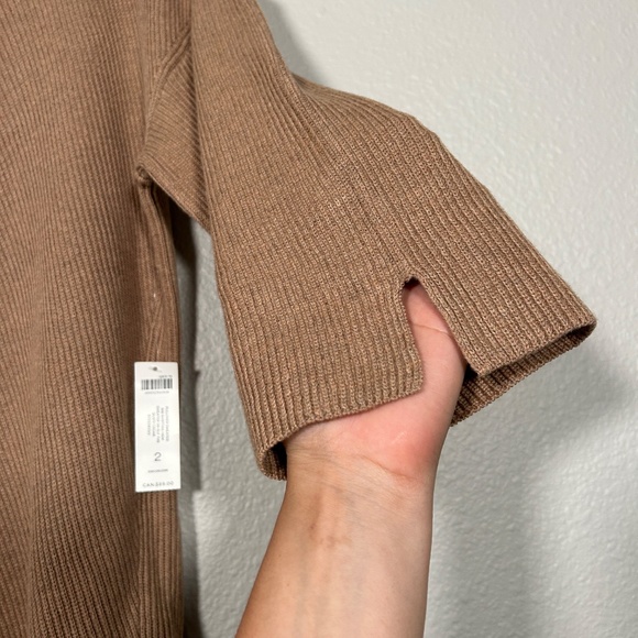 Chicos size 2 Large pullover rib sweater 3/4 sleeve brown cotton shirttail hem - Picture 6 of 12